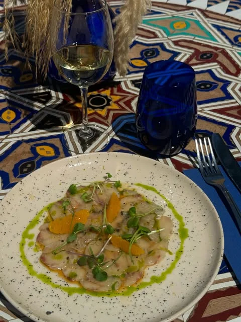 Carpaccio de bar au restaurant Majorelle Ibiza