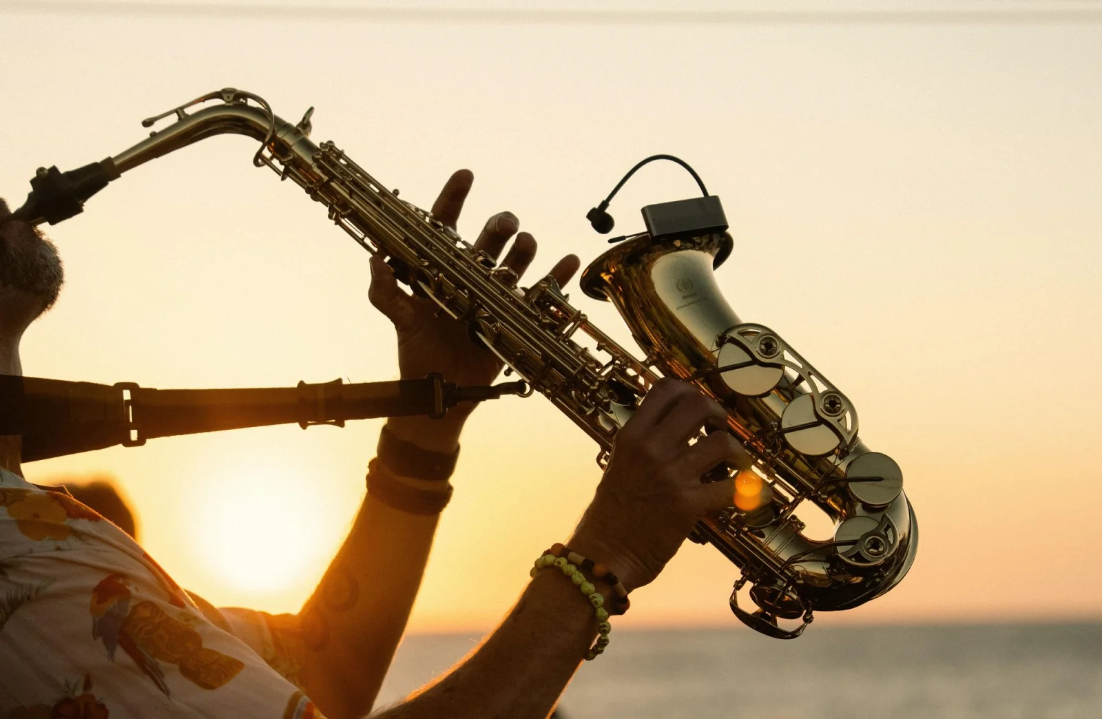 croisiere coucher soleil saxophone 1 Saxophoniste jouant face au coucher du soleil