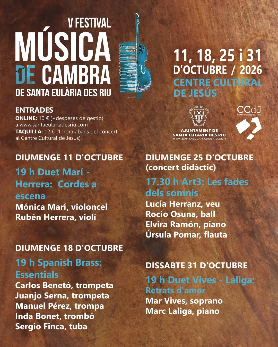 affiche festival musique chambre santa eularia 2026 Programme du festival de musique de chambre de Santa Eulària 2026 à Jesús