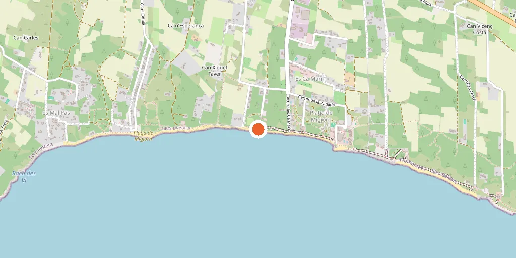 Map showing Gecko Formentera at Es Ca Marí, Migjorn beach, Formentera