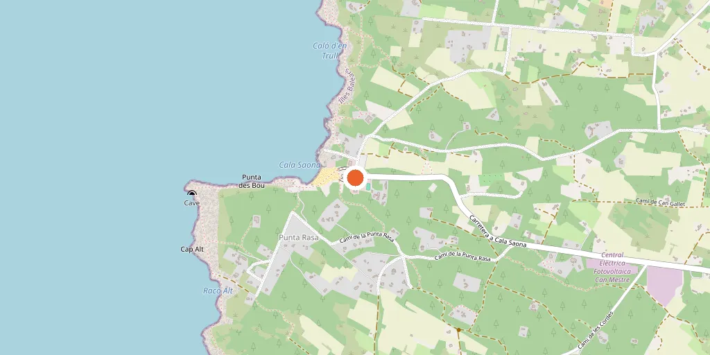 Map showing Hotel Cala Saona above Cala Saona cove, Formentera