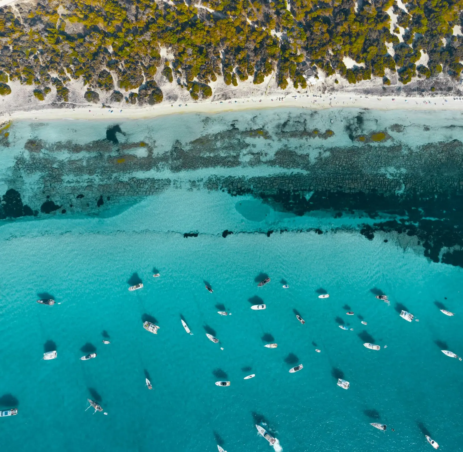 formentera ses illetes plus belle plage Ses Illetes et ses bateaux au mouillage, vue aérienne