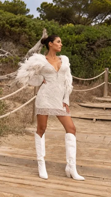 kekko ibiza bottes blanches Bottes texanes blanches Kekko Ibiza et robe à franges