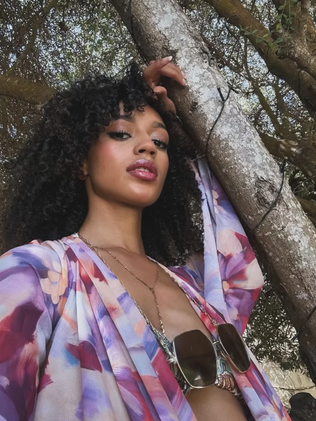 peach boutique ibiza kimono imprime Kimono imprimé violet et rose de Peach Boutique Ibiza