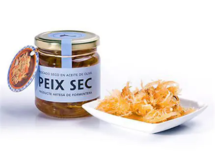 Bocal de peix sec à l'huile d'olive, produit artisanal de Formentera